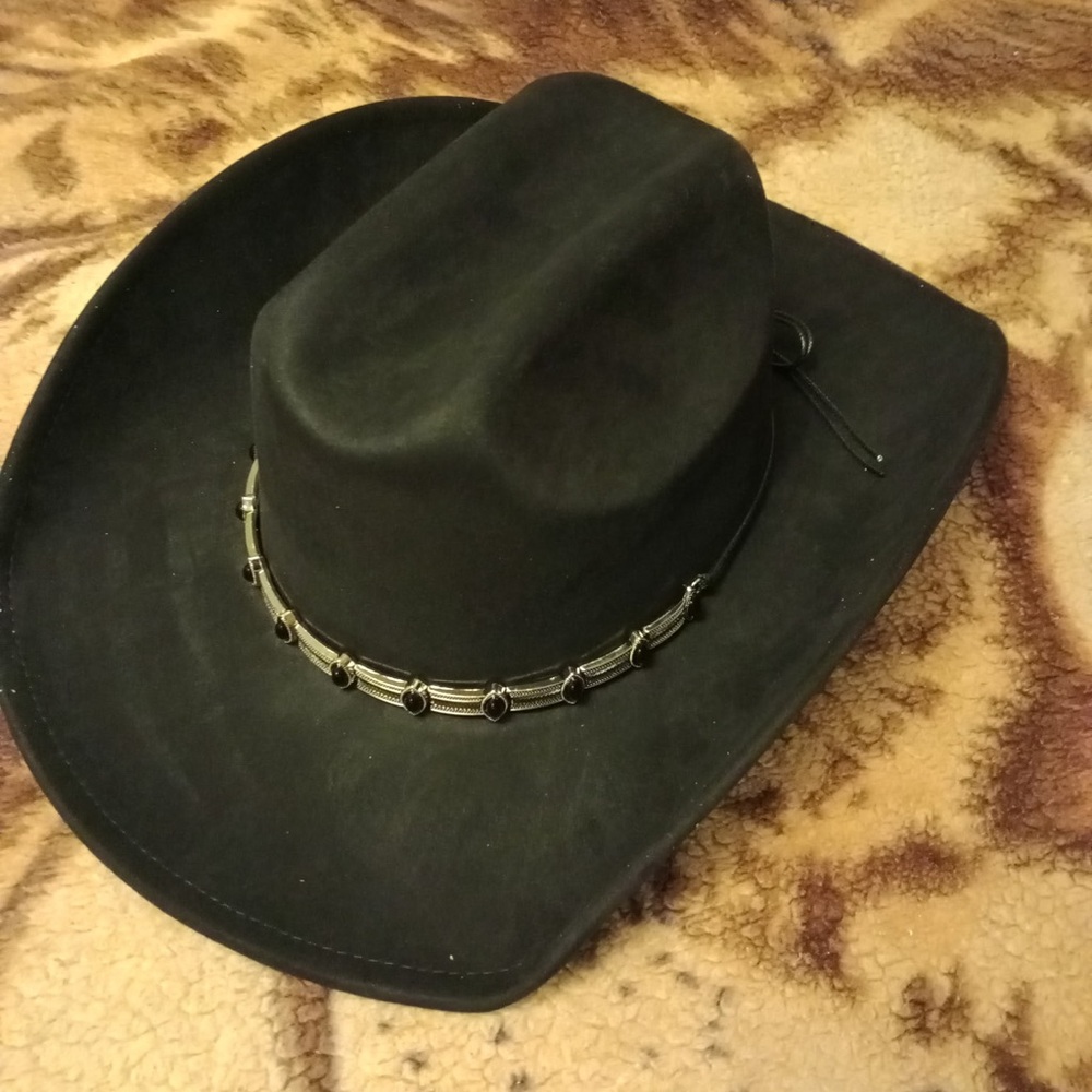 Black Cowgirl Hat with Silver Accents